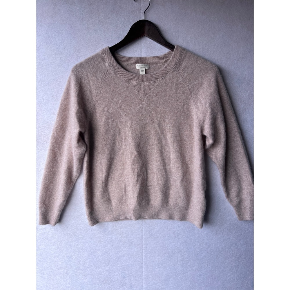 Garnet Hill Cashmere Sweater Womens Large Pink Crewneck Raglan Long Sleeve Plush